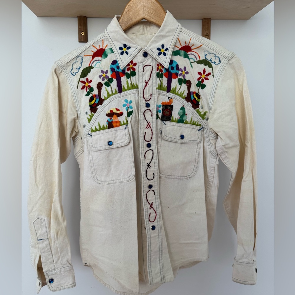 Vintage embroidered mushroom western shirt